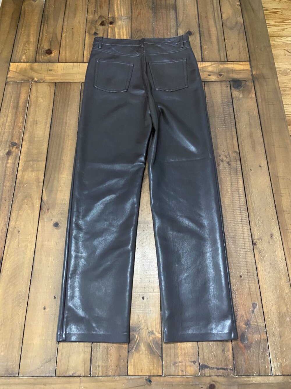 Wilfred Aritzia Melina Vegan Leather Pants - Rich Mocha Brown 6 - Picture 3 of 10